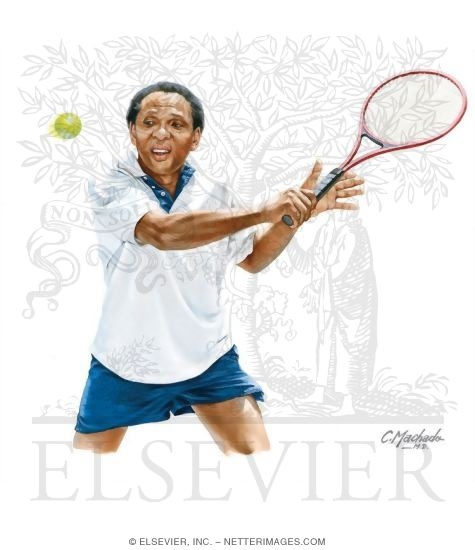 Watermarked preview of unlabeled image: Man Playing Tennis