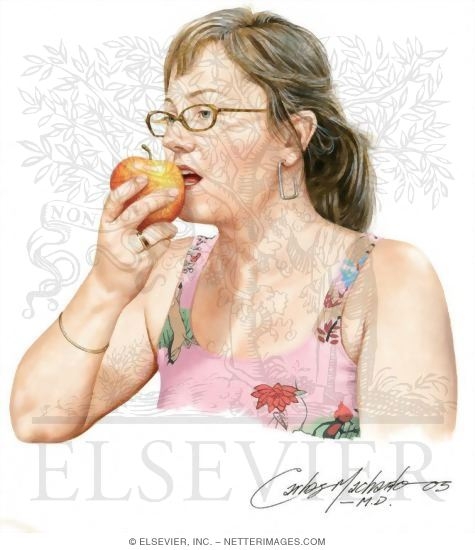 Watermarked preview of unlabeled image: Woman Eating Fruit