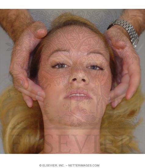 Watermarked preview of unlabeled image: Palpation of the Masseter