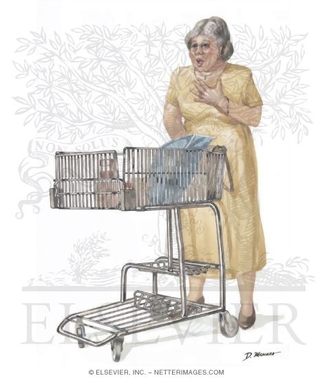 Watermarked preview of unlabeled image: Woman With Shopping Cart