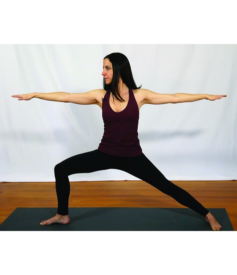 Hip External Rotation (pelvic-on-femoral): Yoga Warrior II Pose (Virabhadrasana II)